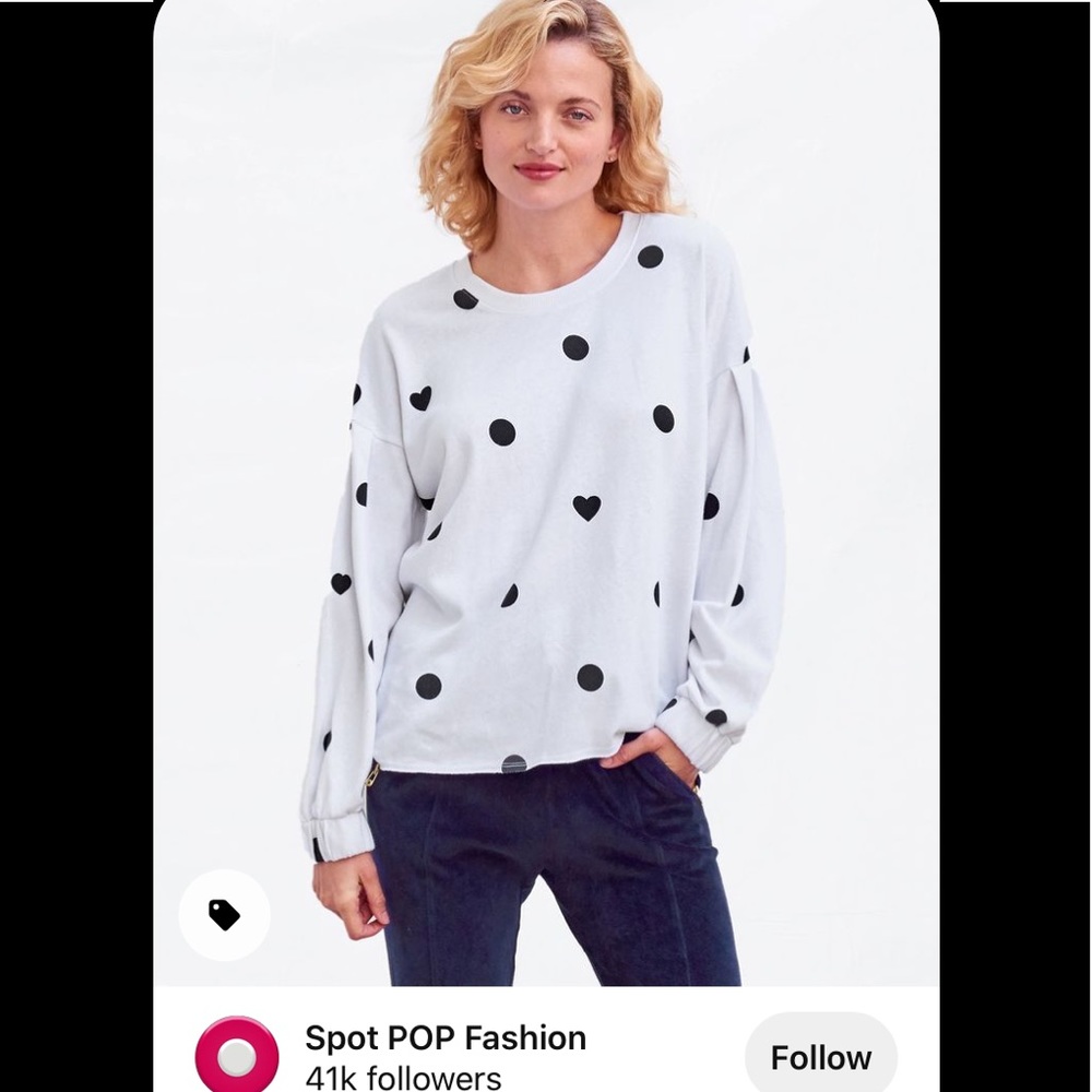 Sundry dots  and‎ hearts cuffed sweatshirt. NWT